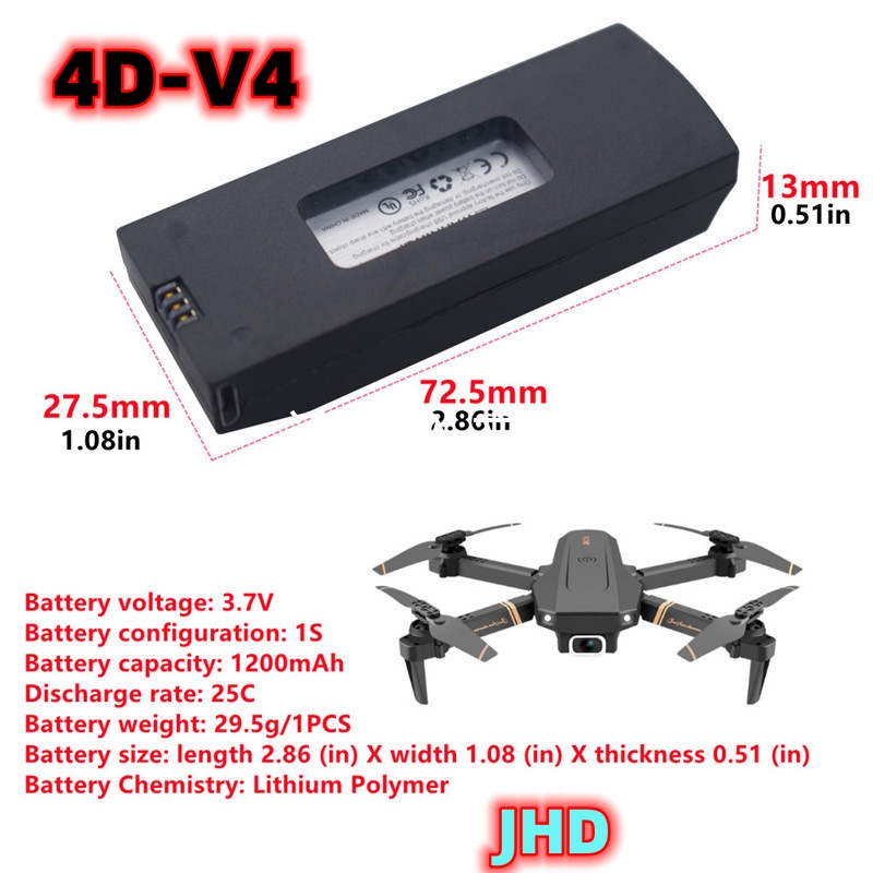 JHD Bateria 4DRC V4 Battery 3. - Lyzrc Drone review and price